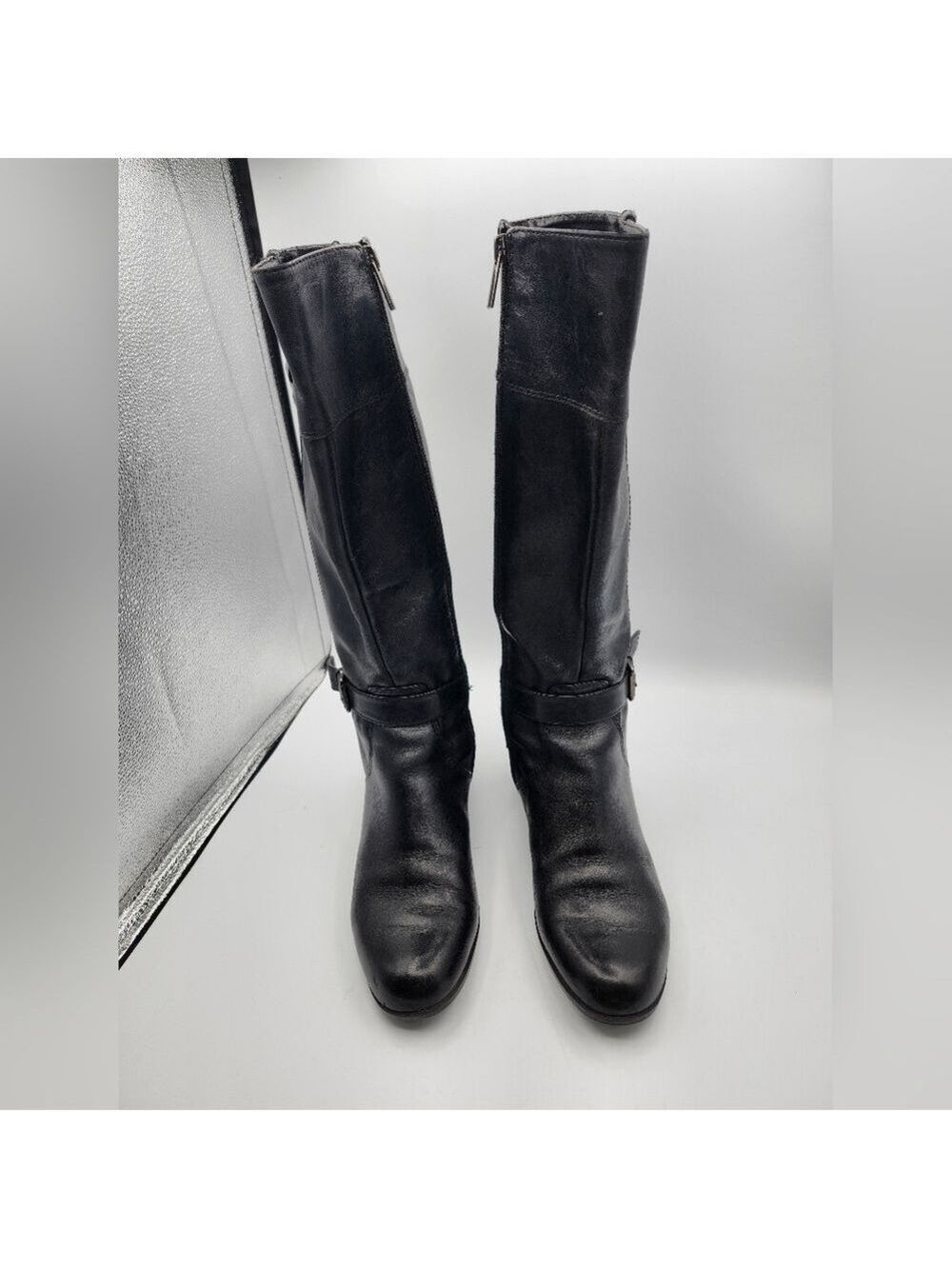 Bandolino Black Leather Tall Boots Sz 9